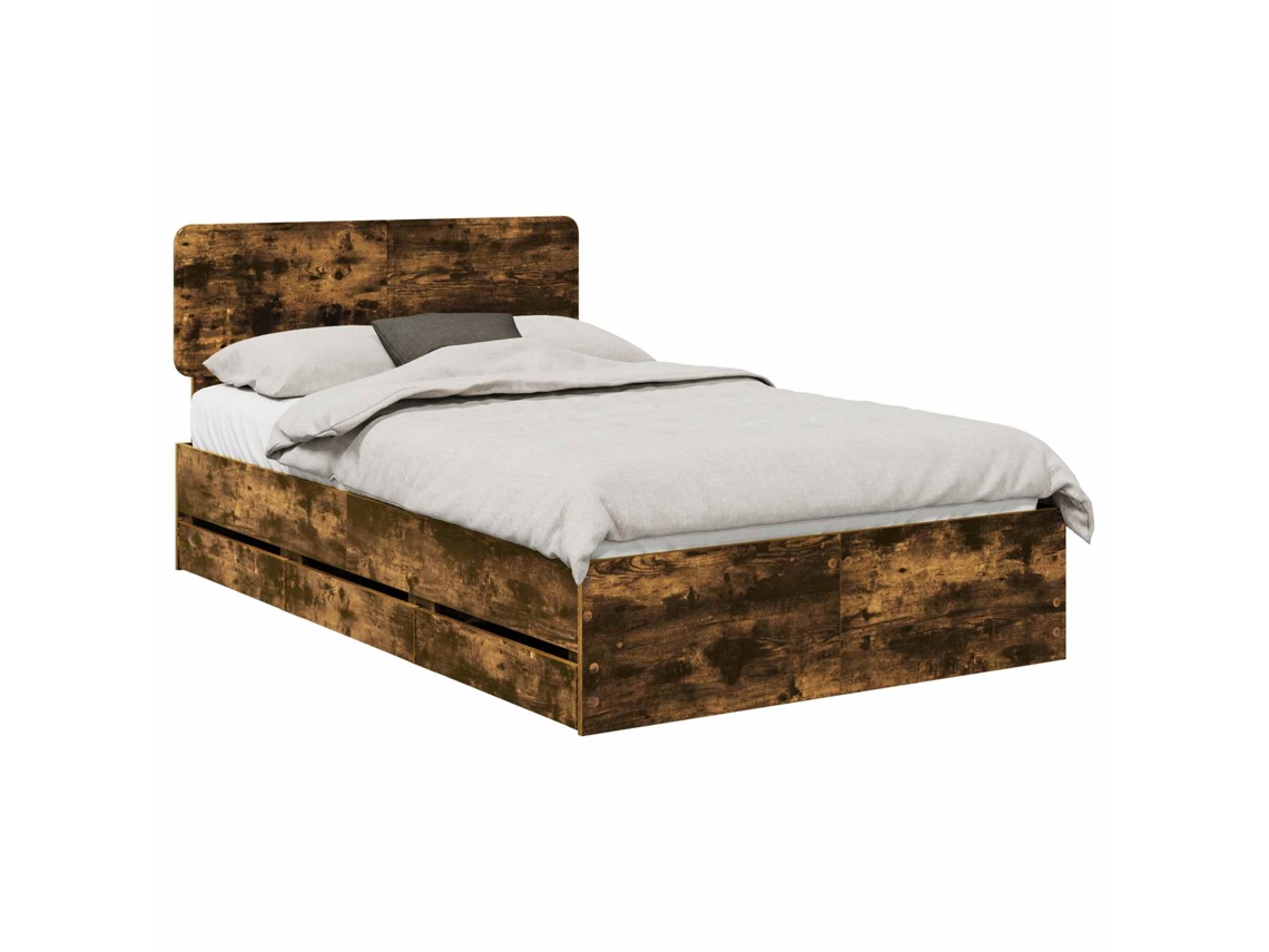 Conjunto 1 Estrutura De Cama Moderna Vidaxl Castanho Derivados De Madeira (120 X 190 Cm)