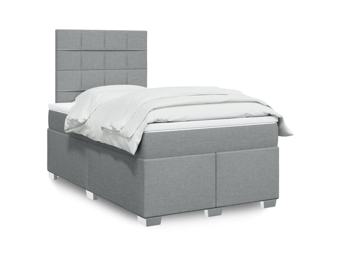 Vidaxl Cama Boxspring Com Colchão 120x190 Cm Tecido Cinzento-claro
