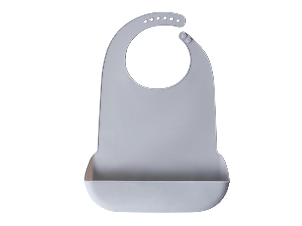 Babador de Silicone Sólido para Adultos, Food Avental para Idosos, Babador À Prova D'água, Pano de Qualidade Alimentar para Esfregar, Cinza