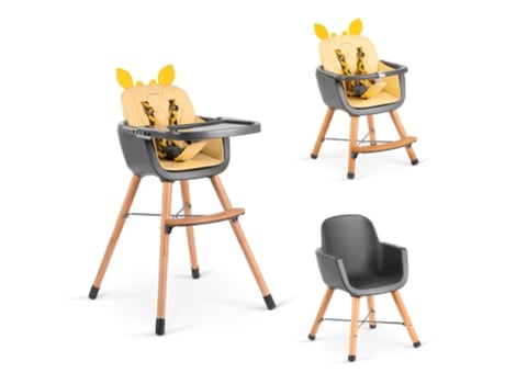 Cadeira Alta Giraffe Throne para Bebé com Altura Regulável e Tabuleiro de Comida Amovível Segura e Resistente 6 Meses BEELOOM