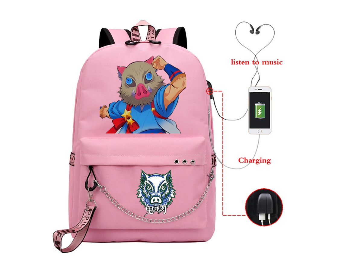 Mochila Antifurto Do Mangá Kimetsu No Yaiba, Material Impermeável, Inosuke Hashibira, Bolsa De Ombro Espaçosa Para Laptop 07762 Aquaforge