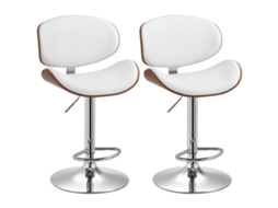 Conjunto de 2 Banquetas de Bar, Altura Ajustável, Estofamento Sintético, 53 X 52 X 92 112 Cm, Brancas PONTOCASA