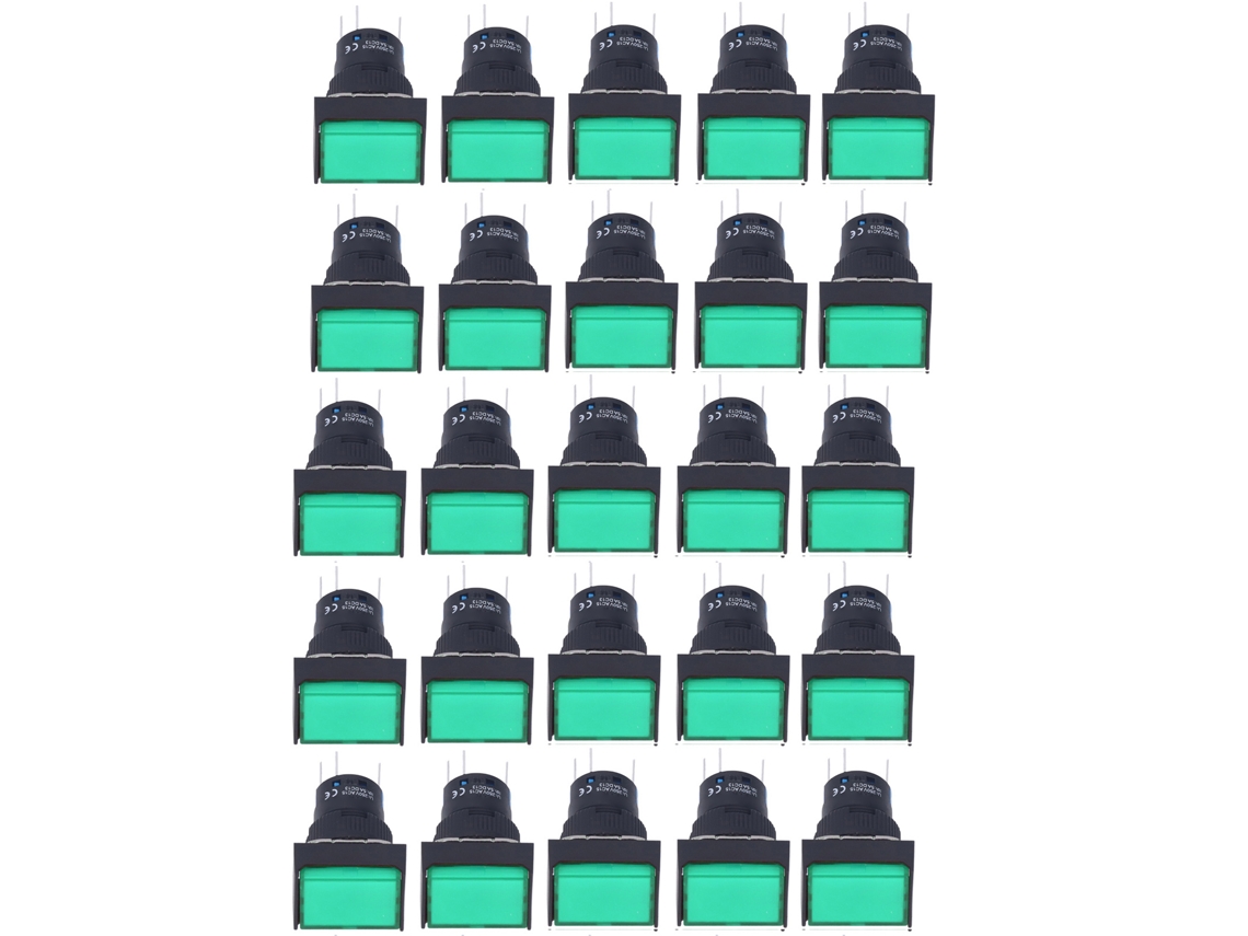 Interruptor Retangular com Trava Automática e Luz Verde 12v