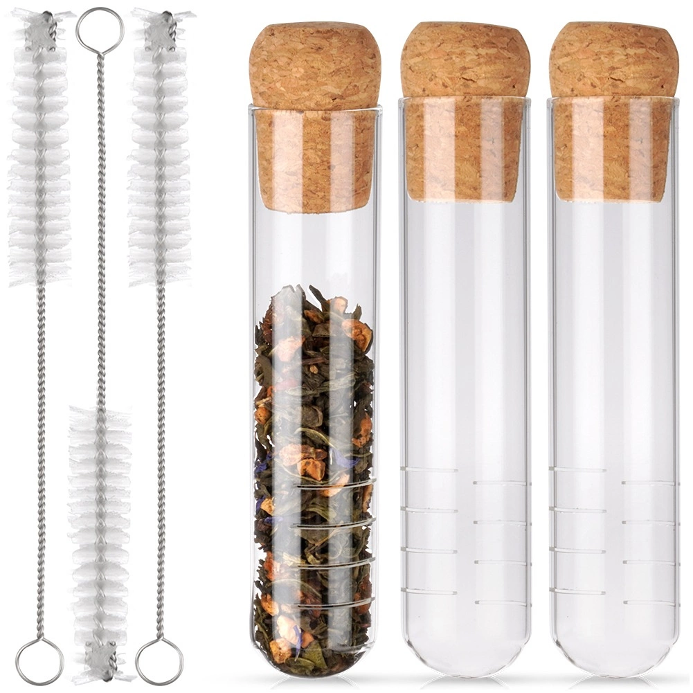 Conjunto De Infusor Chá, Ampola De Vidro Com Rolha, 3 Coadores