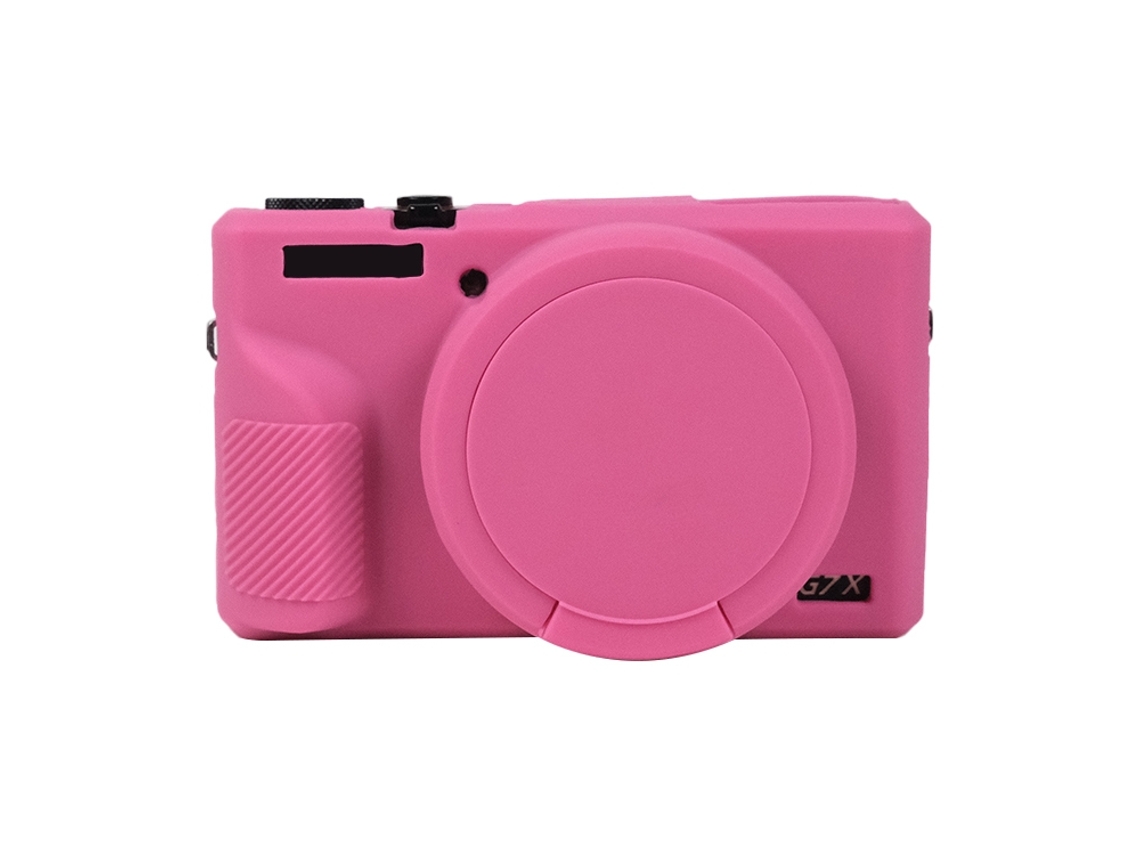 Capa Protetora De Silicone Macio Para Canon Powershot G7x Mark Iii / G7x Iii / G7x3 Com Tampa De Lente Rosa Vermelha