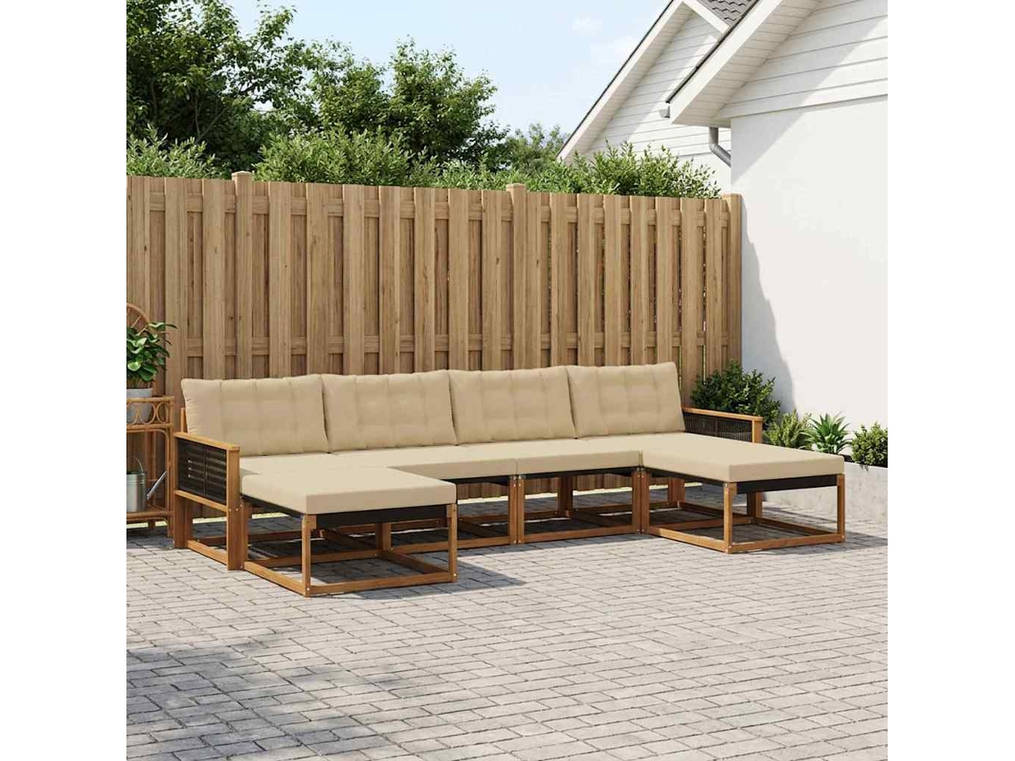 Vidaxl Conjunto De Sofás Para Exterior 6 Unid. Natural E Bege