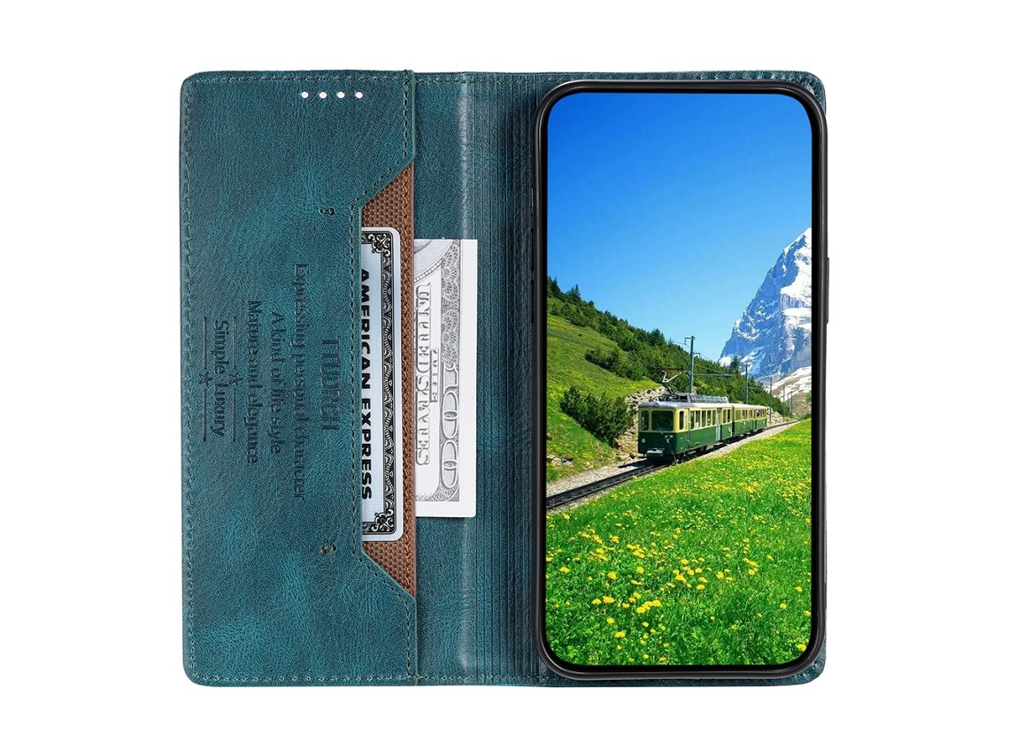 Capa Em Couro Pu Bloqueio Rfid, Com Suporte Para Apple Iphone 6 / 6s / 7 / 8 - Verde