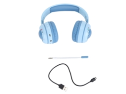 Auriculares Bluetooth para crianças com luzes rgb, 15 horas de reprodução, estéreo HiFi sem fios e com cabo, microfone removível, azul | S/MARCA