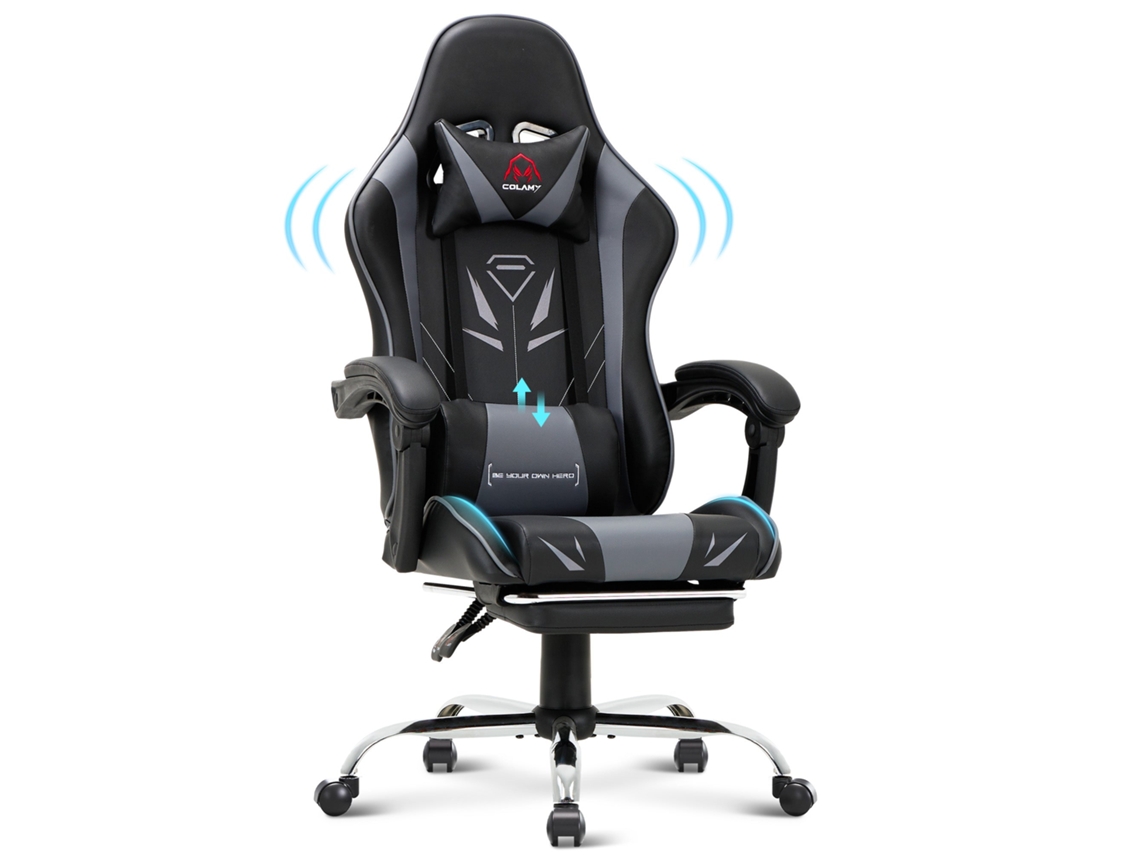 Smartue Cadeira Gaming – Cadeira Ergonómica Para Computador Com Apoio Para Os Pés, Apoio Lombar, Apoio De Cabeça, Função De Rotação De 360° E Encosto