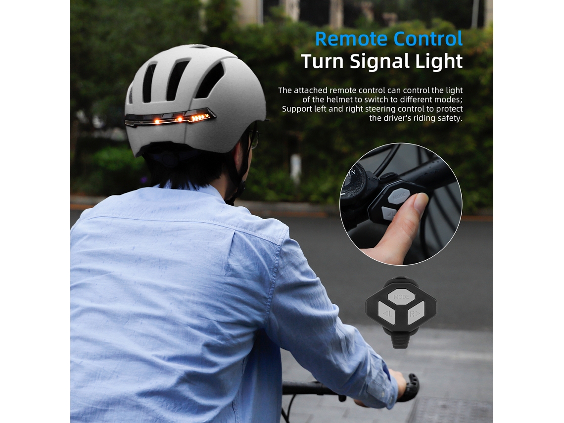 2026 casco de Ciclismo com Sinais de Giros Led Luz Dianteira e Traseira Controle Remoto Impermeável para Homem Mulher Bicicleta Patinete Elétrico