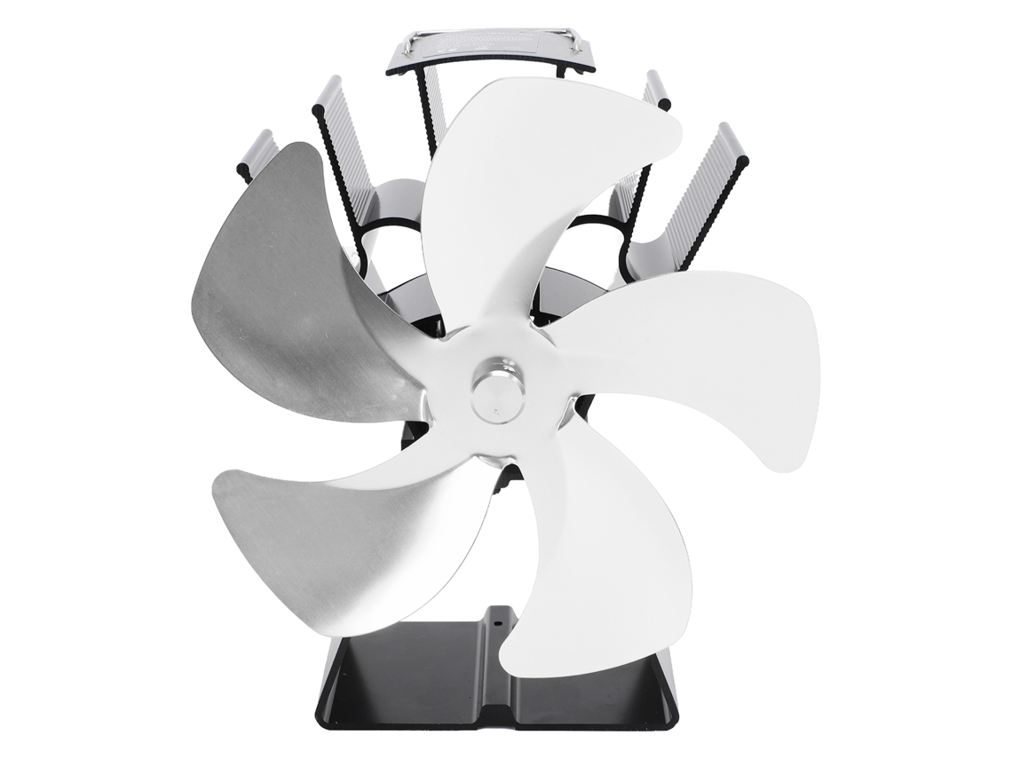 Ventilador de Estufa Madeira 5 Lâminas Lar Camping Prata