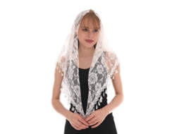 Xale Espanhol Branco Para Mulheres, Véu Católico De Renda, Xale Hijab, Cachecol De Latão, Véu Muçulmano Para Mulheres Slowmoose