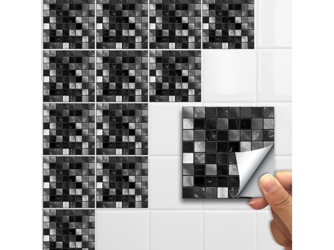 10 peças adesivo de parede de cozinha azulejo de mosaico preto autoadesivo à prova dágua adesivos de PVC decalques de azulejo S/MARCA