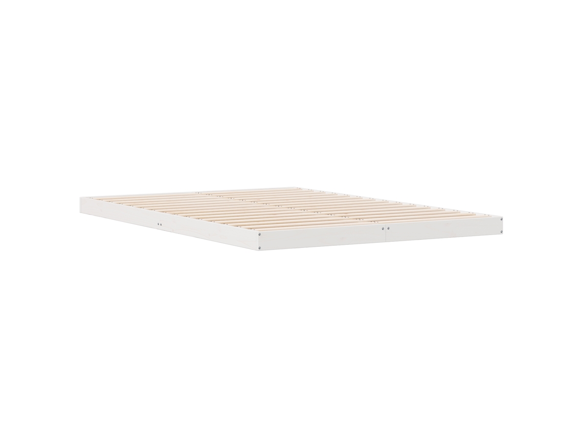 Conjunto 1 Estrutura De Cama De Chão Vidaxl Branco Madeira De Pinho Maciça (160 X 220 Cm)