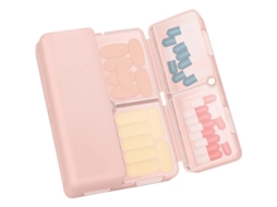 Organizador de Pastilhas Semanal com Design Plegável, Portátil para Vitaminas, Suplementos Rosa