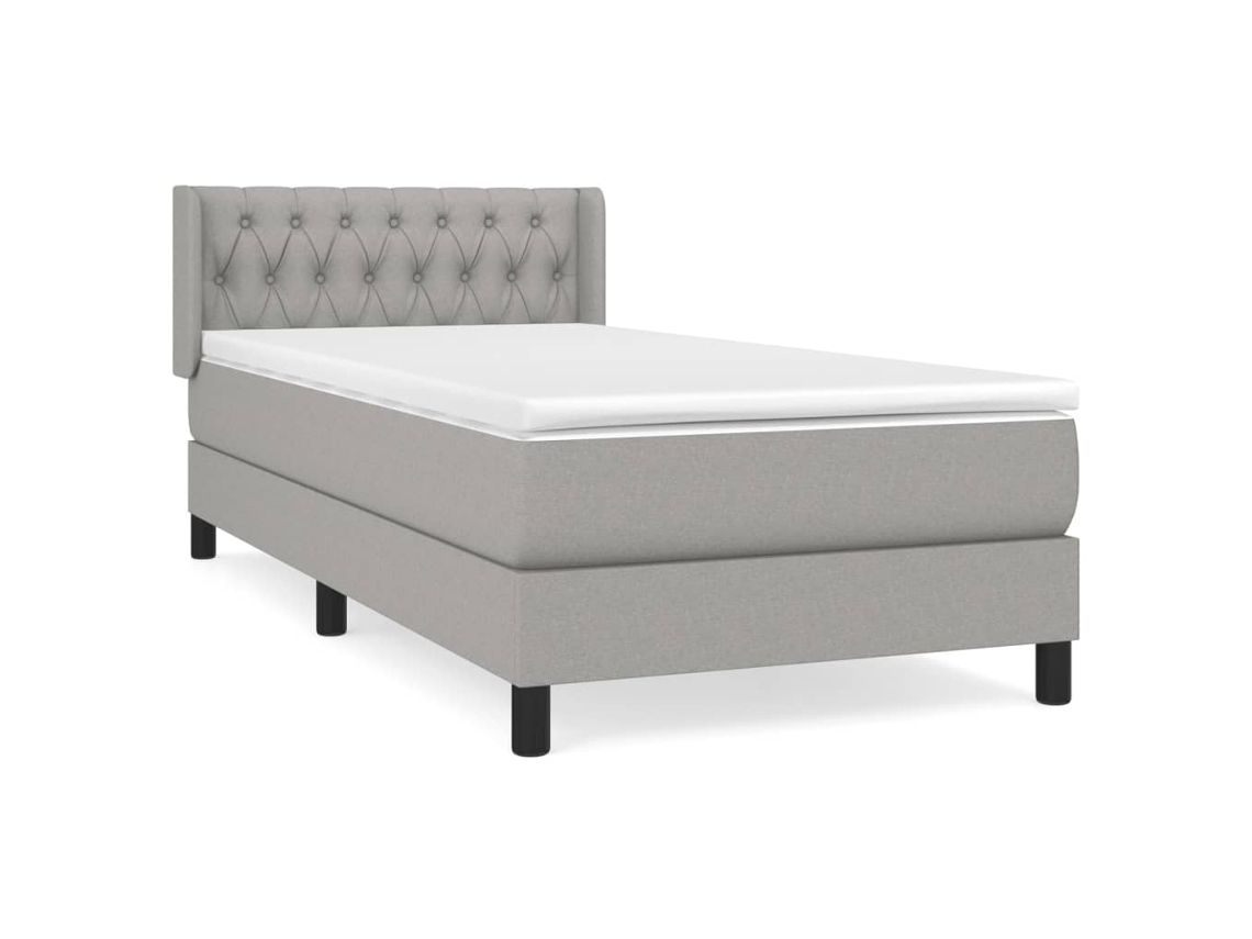 Cama com Molas e Colchão Tecido Cinzento Claro MAISON EXCLUSIVE (90x190 cm)