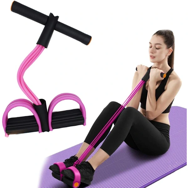 Faixa Elástica de Resistência AQUAFORGE com 6 Tubos Látex Natural Multiuso para Ioga Rosa e Preta