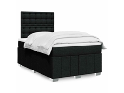 Vidaxl Cama Boxspring Com Colchão 120x190 Cm Tecido Preto