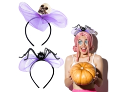 Conjunto de 2 tiaras roxas de osso e aranha da Laxiscreed para o Halloween, estilo esqueleto.