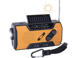 Rádio portátil para banheiro AQUAFORGE com alto-falante, manivela/bateria, alimentação elétrica/solar