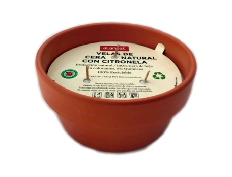 Vela Citronela Cera Natural Bol Terracota ALAMPAT
