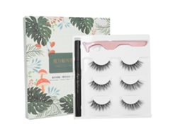 Conjunto De Ferramentas De Maquiagem Com Eyeliner Líquido Autoadesivo, Cílios Falsos E Pinça E25 Caixa Verde
