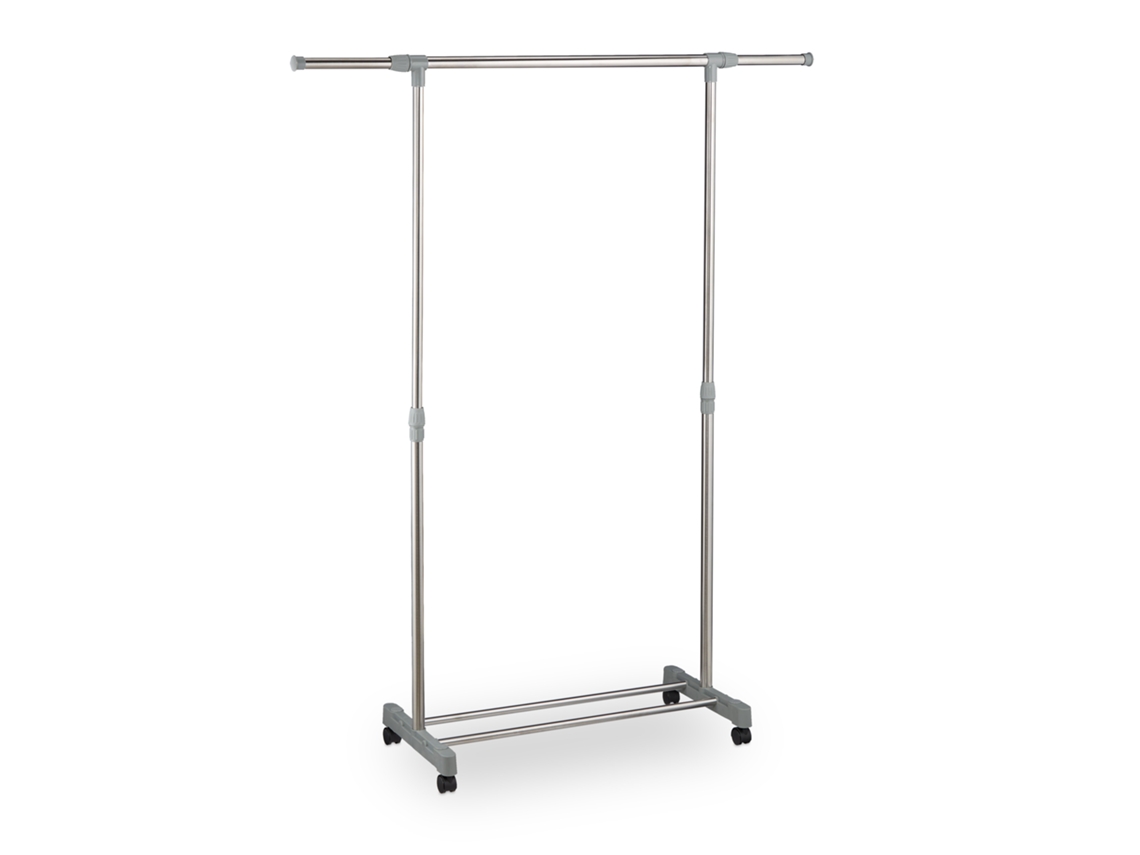 Estendal Relaxdays Móvel Com Varão Para Roupa E Prateleira, Ajustável: Altura 95-165 Cm, Largura 94-160 Cm, Prateado