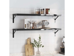 Vidaxl Prateleiras De Parede 2pcs 100x23,5 Cm Aço Inoxidável Prateado
