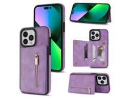 Capa Em Couro Pu Com Suporte Para Apple Iphone 16pro Max - Roxo