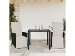 Vidaxl 3 Pcs Conjunto De Bistrô Com Almofadões Vime Pe Preto
