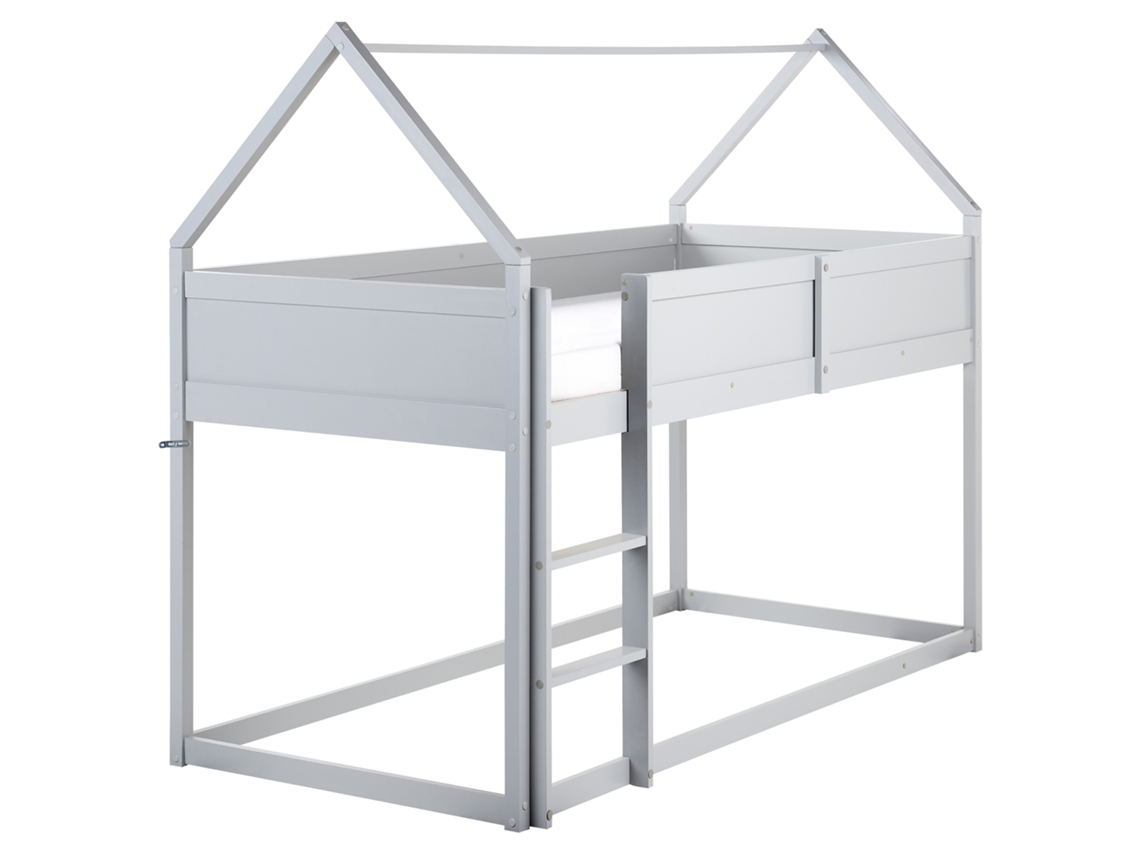 Cama Infantil Em Forma De Casa Com Arrumação Beliani Dienne De Madeira De Pinho Cinzento 90x200