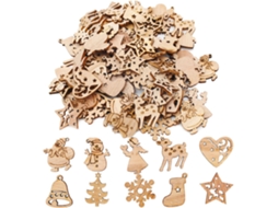 Enfeites de Natal – 100 Mini Pendentes de Santa Claus Neve e Alces RNEMITERY