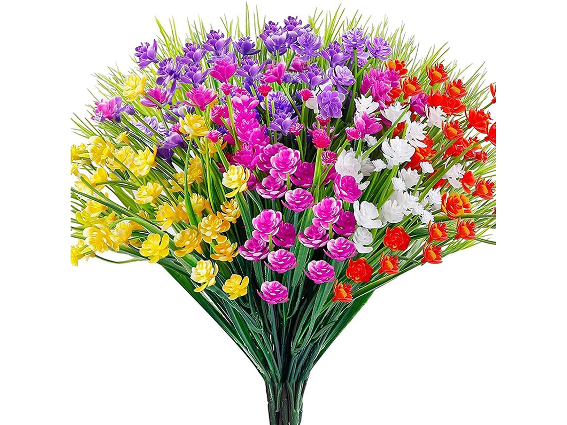 Conjunto de 10 Flores Artificiais para Exterior, Flores de Plástico Decorativas, Resistentes Aos Raios Uv. AQUAFORGE