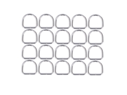 20 Peças Anéis D de Metal de Ferro Premium Resistentes para Roupas e Bolsas 3.8x25x25mm Prata