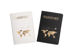 Conjunto De 2 Porta, Passaportes Em Couro Pu, Estojo Organizador De Viagem Para Passaporte, Bilhete, Cartão De Embarque E Visita(branco, Preto)
