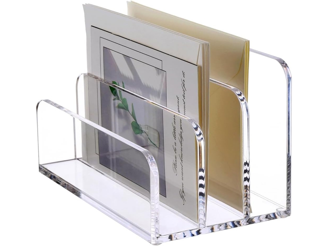 Organizador De Mesa Vertical Para Cartas Com 3 Compartimentos, Em Acrílico, Com Suporte Para Cartas. Gokoco