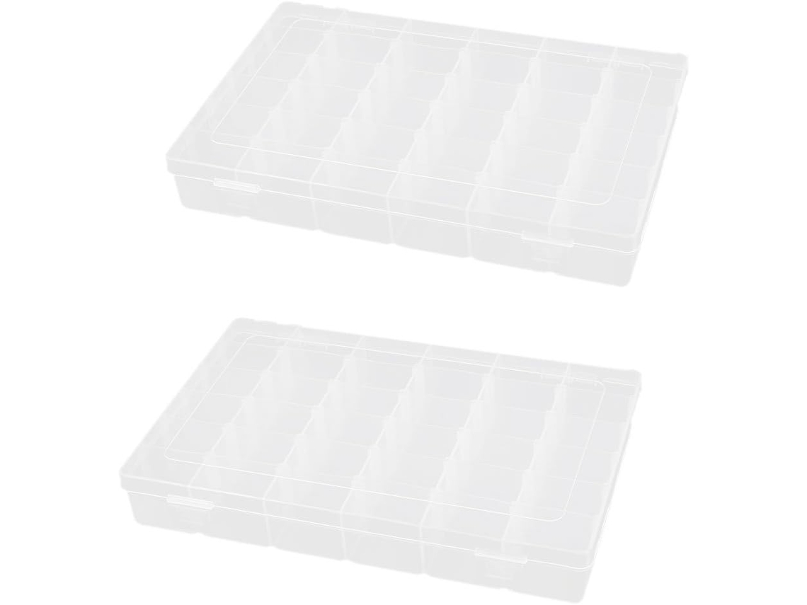Conjunto de 2 Organizadores Plástico Transparente e Branco, Removíveis, com Capacidade para 36 CHABERLU