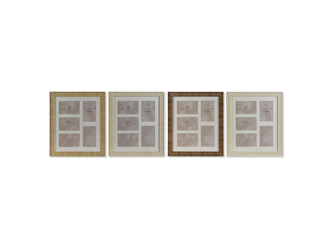 Moldura de Fotos HOME ESPRIT Castanho Bege Natural Marfim Cristal poliestireno Escandinavo 34 X 2 X 38 cm (4 Unidades)