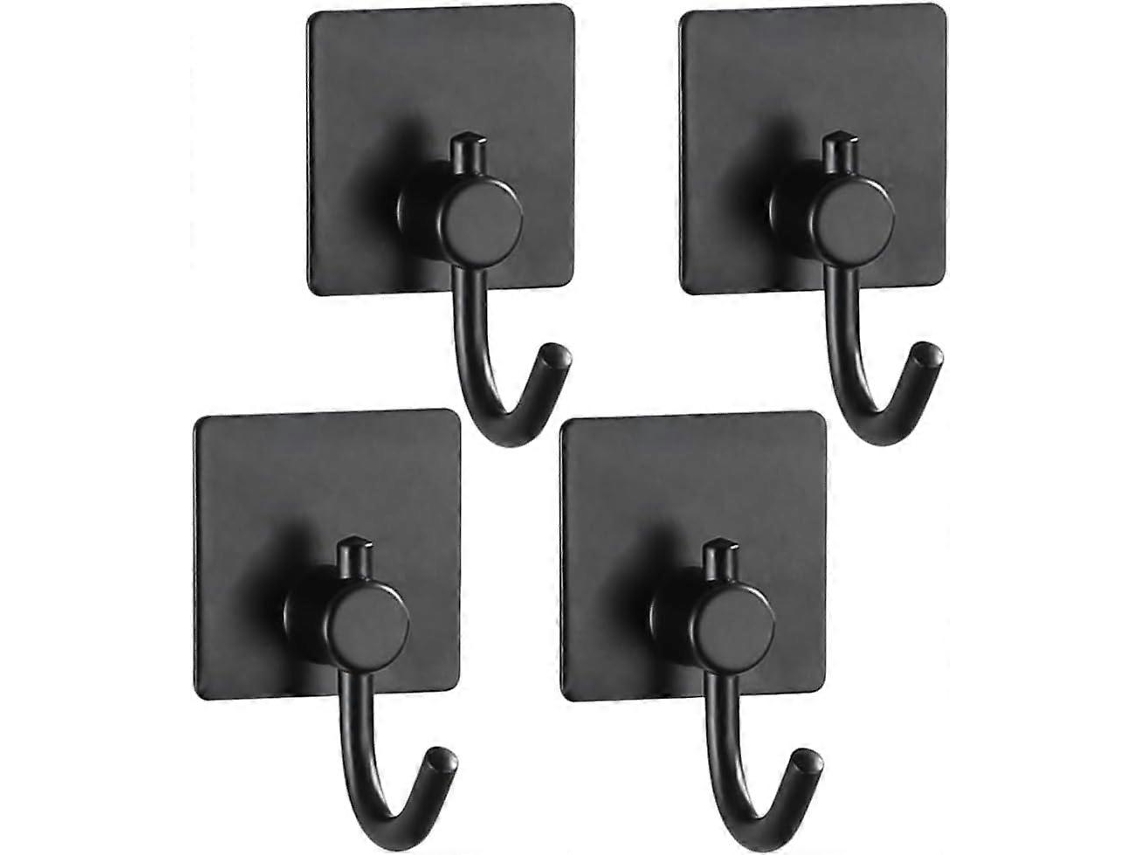 Conjunto De 4 Ganchos Autoadesivos Para Toalha De Banho, Ganchos De Parede Para Cozinha E Corredor, Ganchos Adesivos Pretos Para Roupão, Cozinha