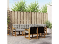 Vidaxl Conjunto De Sofás Para Exterior 7 Unid. Cinza Natural E Claro