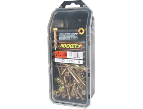 Parafuso Foguete 5x50 Mm Rosca Completa Cabeça Escareada Pozi Aço Dicromado Rocket
