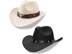2026-sombrero Vaquero Clásico Para Hombre Y Mujer, Ala Ancha, Estilo Occidental Con Cinturón Ajustable Qvm Negro Beige