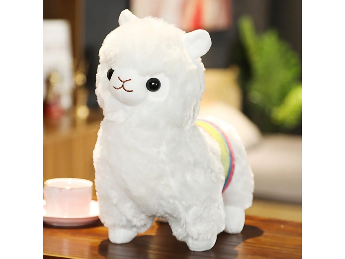Alpaca Pelúcia Brinquedo 35 Cm, Lhama Branca Fofinha, Almofada