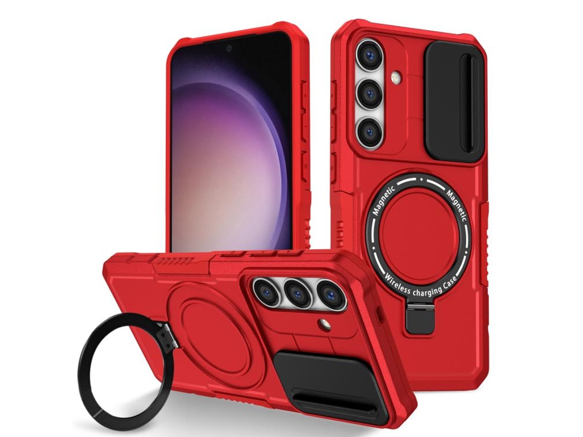 Capa Zruxe Compativel Com Samsung Galaxy S25 5g (sliding Camshield - Magsafe - Tpu Hybrid Pc - Vermelho)