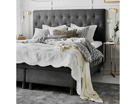 Cabeceira de Cama DECORQUALITY Paris (Cinzento - Tecido Antinódoas - 135 x 70 cm)