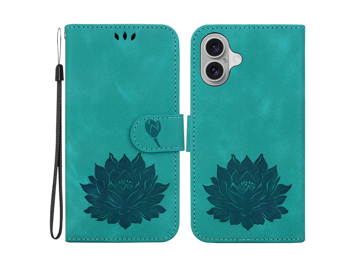 Capa Em Couro Pu, Com Suporte, Para Apple Iphone 16 - Verde