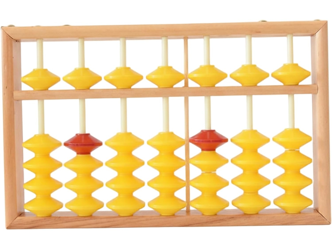 Ábaco Madeira Para Matemática Infantil, De Sala Aula Com 7 Hastes, Contas Antiderrapantes E Cordão Pendurar,