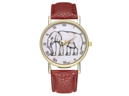 Relógio de casal Zhoulianfa Quartz com pulseira de couro PU, mostrador redondo, marrom