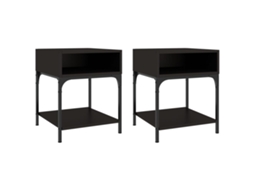 Bedside Table, Bedside Tables Vidaxl Preto Madeira Processada (n/a)
