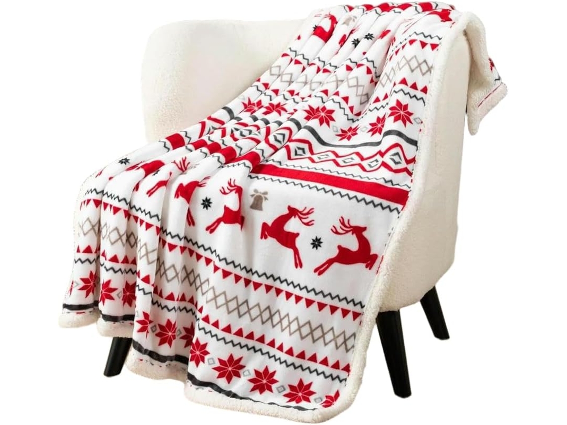 Manta de Inverno Syjym com Estampa Flocos Neve Natalinos Confortável e Multifuncional para Cochilos Flanela